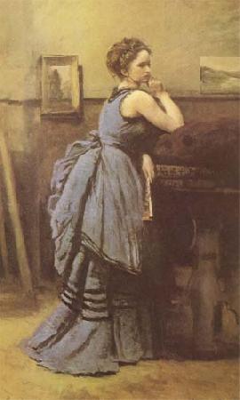 Jean Baptiste Camille  Corot Woman in Blue (mk09) oil painting picture